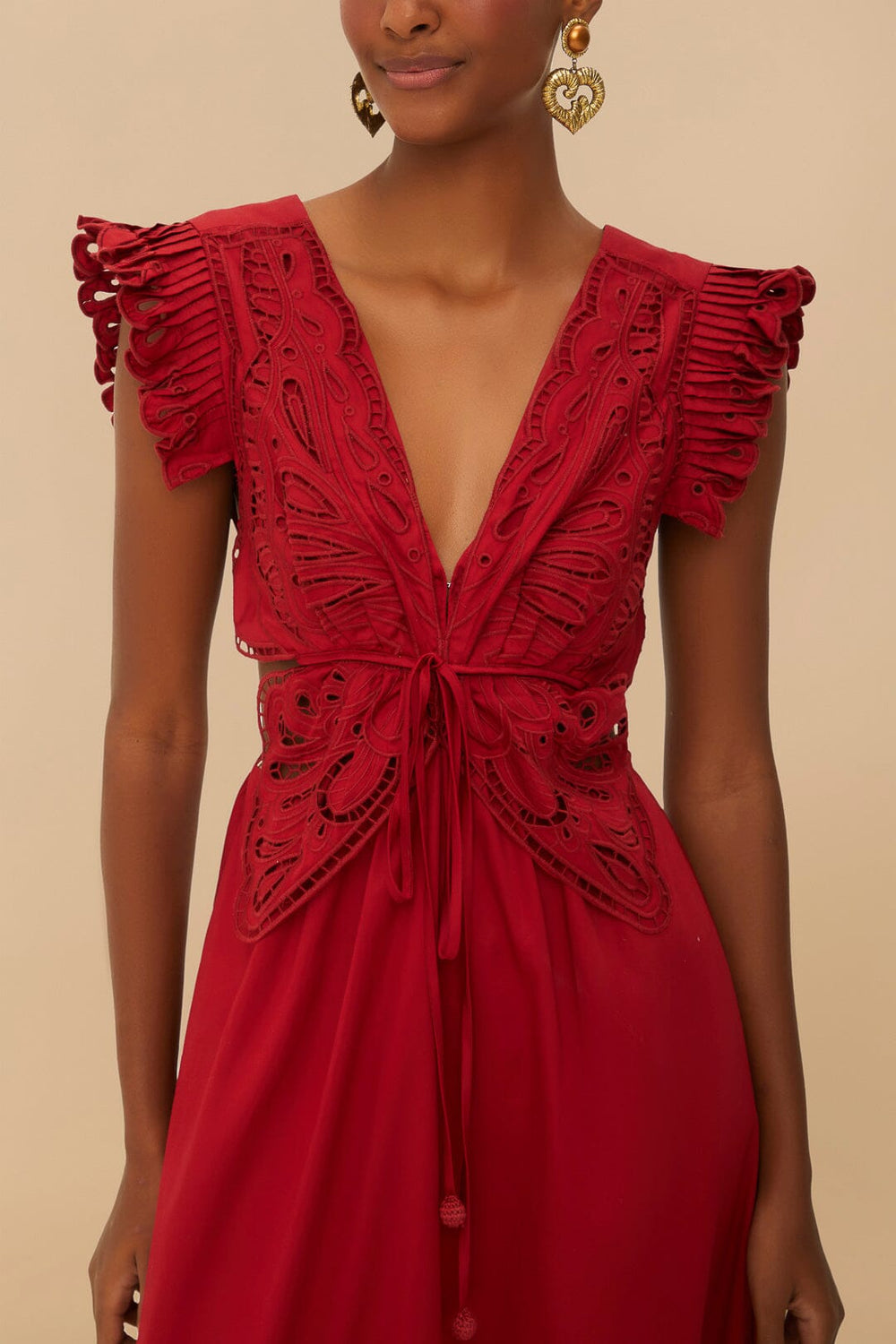 Red Butterfly Cut-Out Midi Dress | FARM Rio Discount