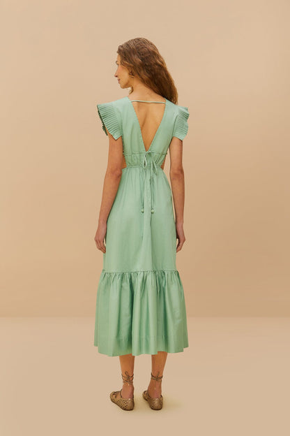Light Green Butterfly Cut-Out Midi Dress | FARM Rio US