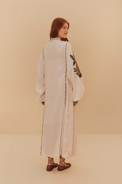 Light Pink Cross Stitch Pineapple Embroidered Midi Dress | FARM Rio On Sale