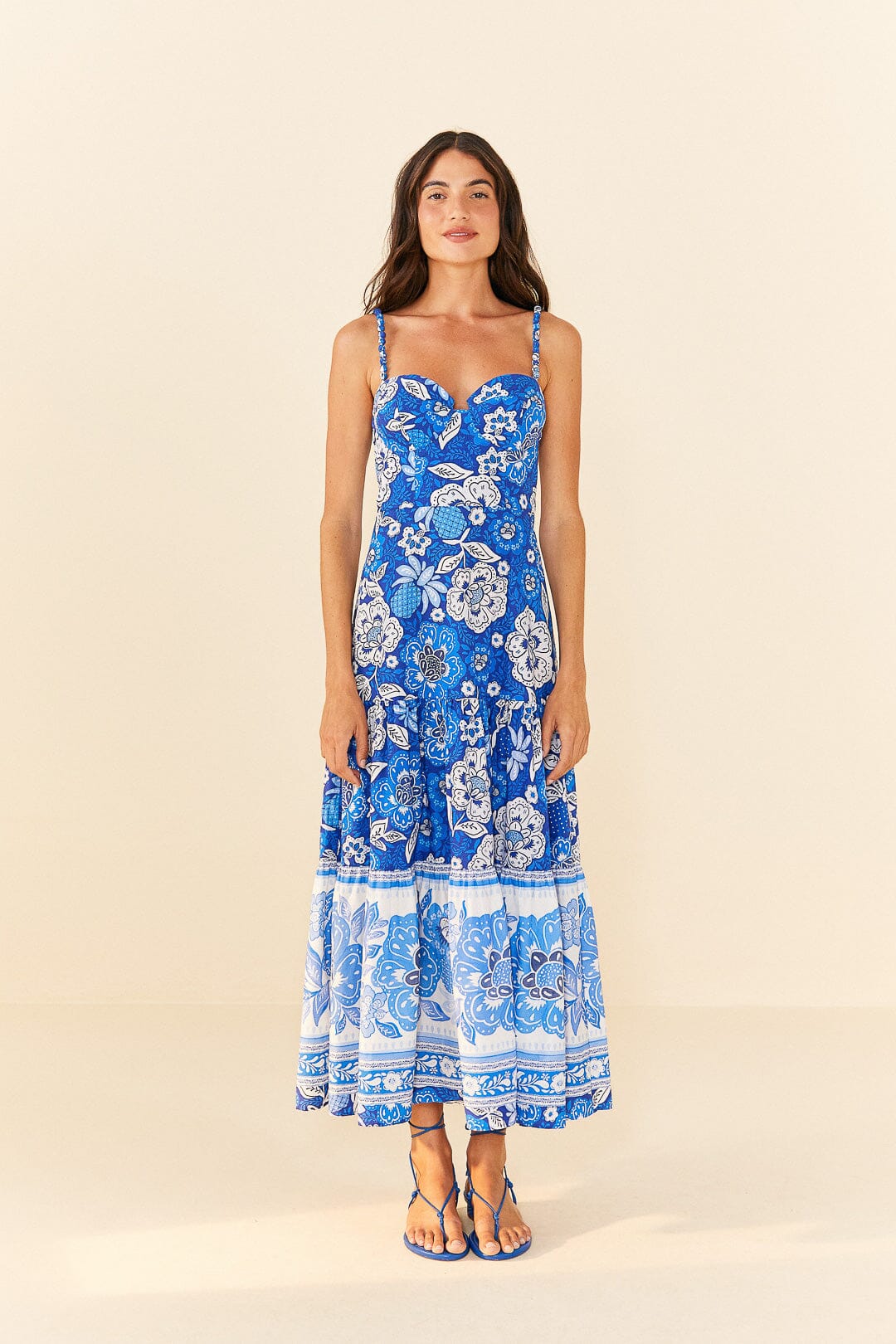 Blue Full Of Flowers Organic Cotton Midi Dress | FARM Rio Near Me