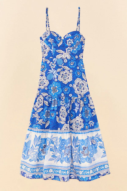 Blue Full Of Flowers Organic Cotton Midi Dress | FARM Rio Near Me