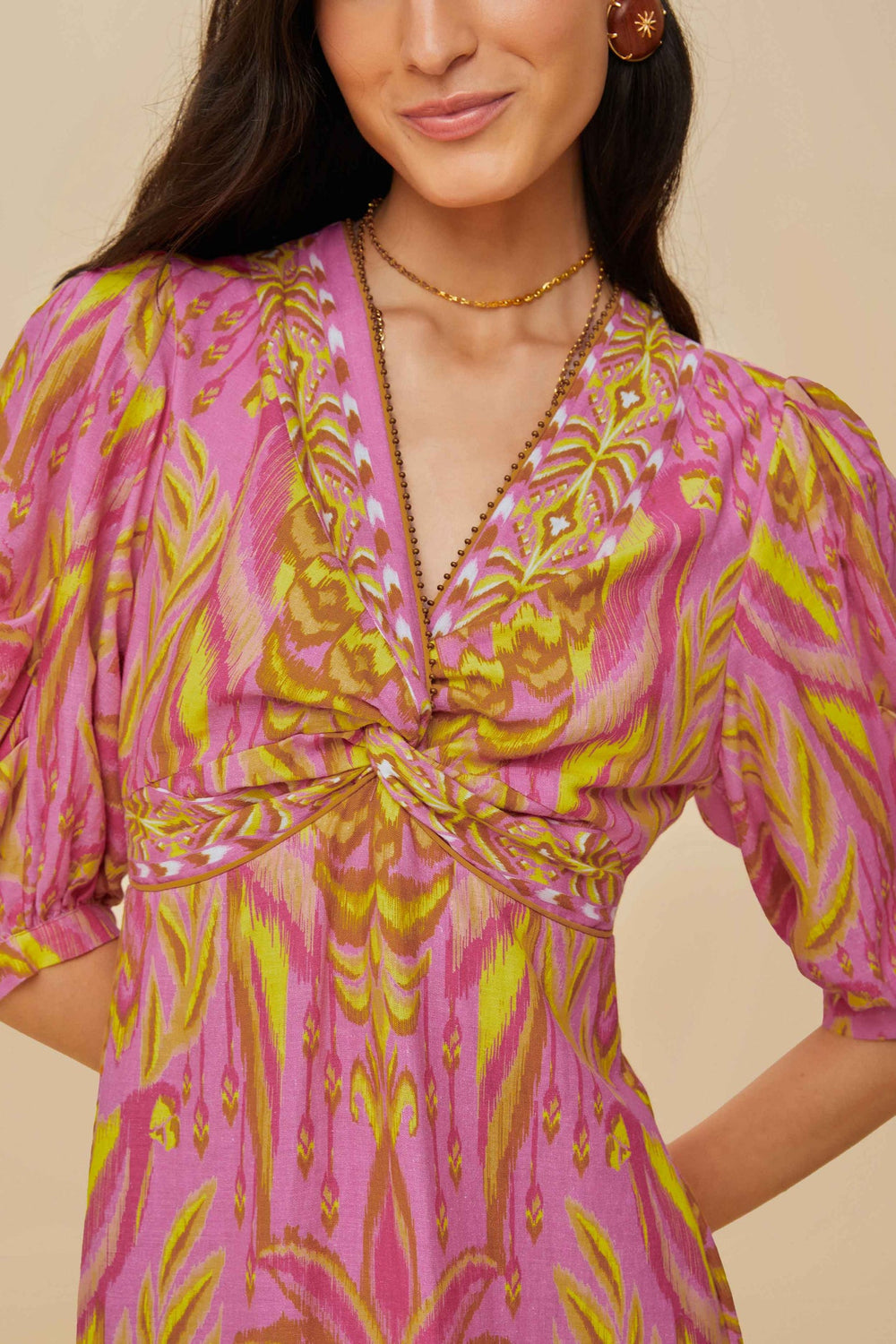 Pineapple Tapestry Pink Midi Dress | FARM Rio Outlet