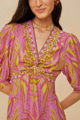 Pineapple Tapestry Pink Midi Dress | FARM Rio Outlet