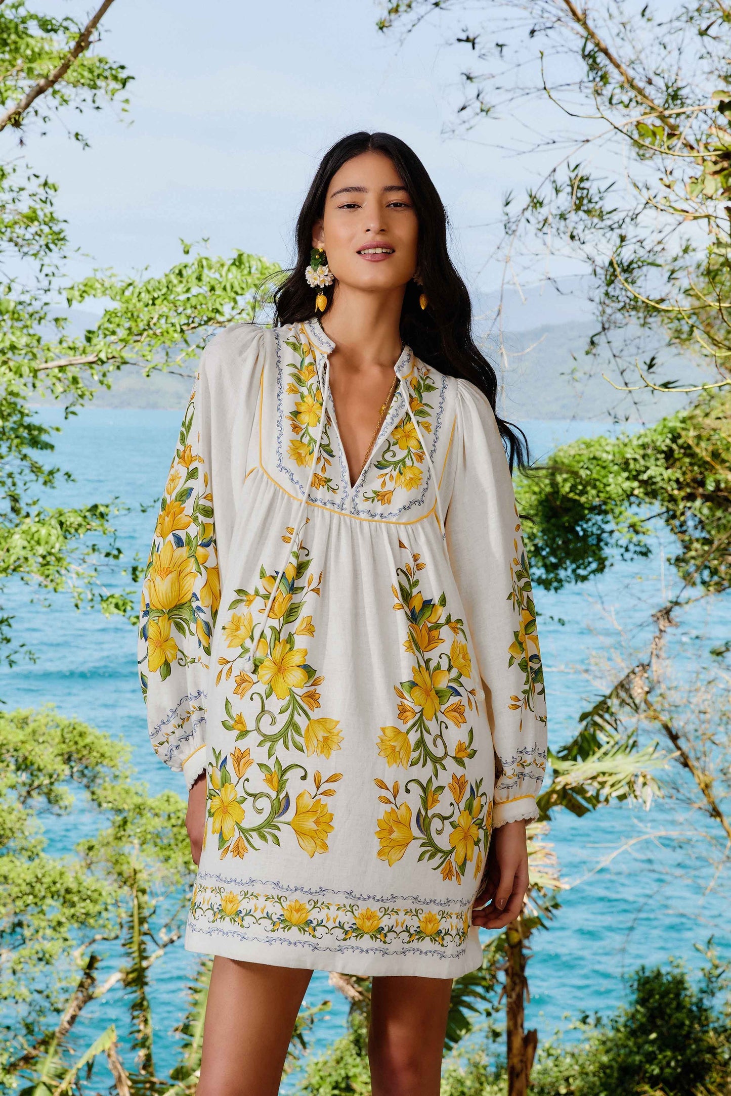 Off-White Sicily LENZING™ ECOVERO™ Euroflax™ Mini Dress | FARM Rio For Sale