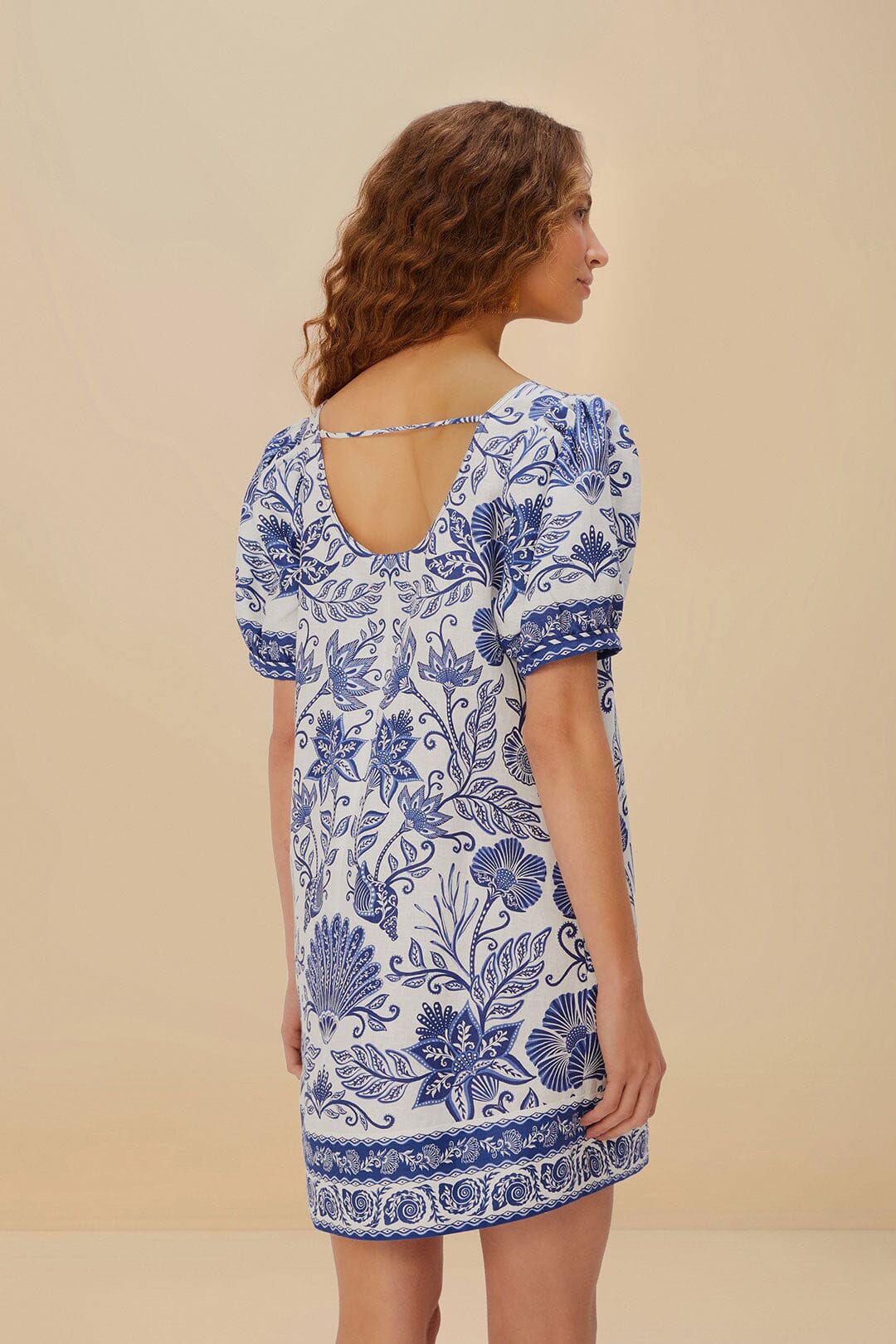Off-White Shell Garden Euroflax™ Premium Linen Mini Dress | FARM Rio