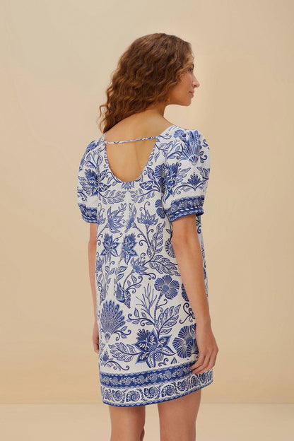 Off-White Shell Garden Euroflax™ Premium Linen Mini Dress | FARM Rio