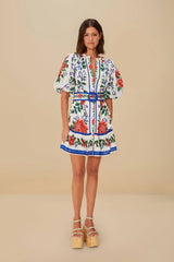 Off-White Flower Tapestry Mini Dress | FARM Rio Online