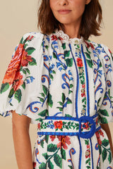 Off-White Flower Tapestry Mini Dress | FARM Rio Online