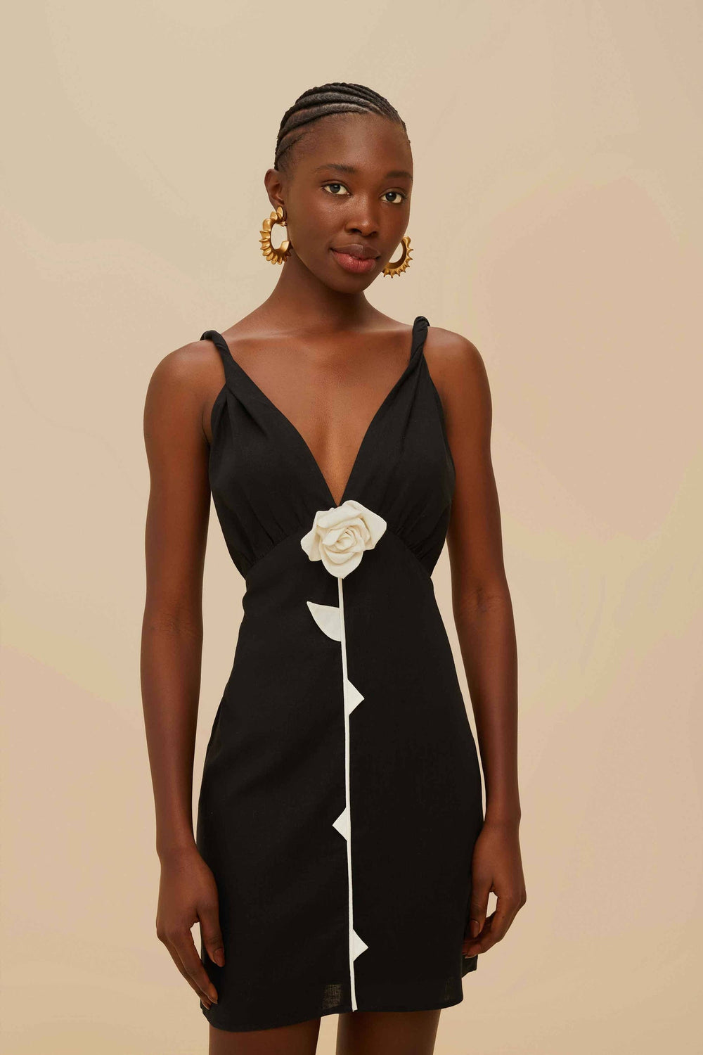 Black And White Rose LENZING™ ECOVERO™ Euroflax™ Mini Dress | FARM Rio Discount