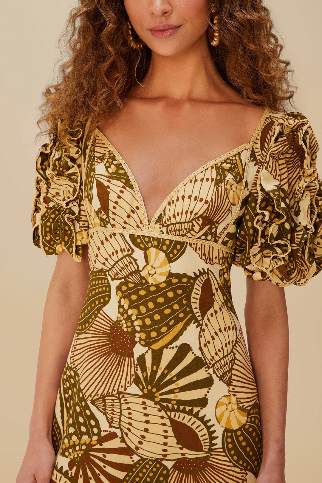 Sand Shell Mix LENZING™ ECOVERO™ Viscose Mini Dress | FARM Rio Near Me