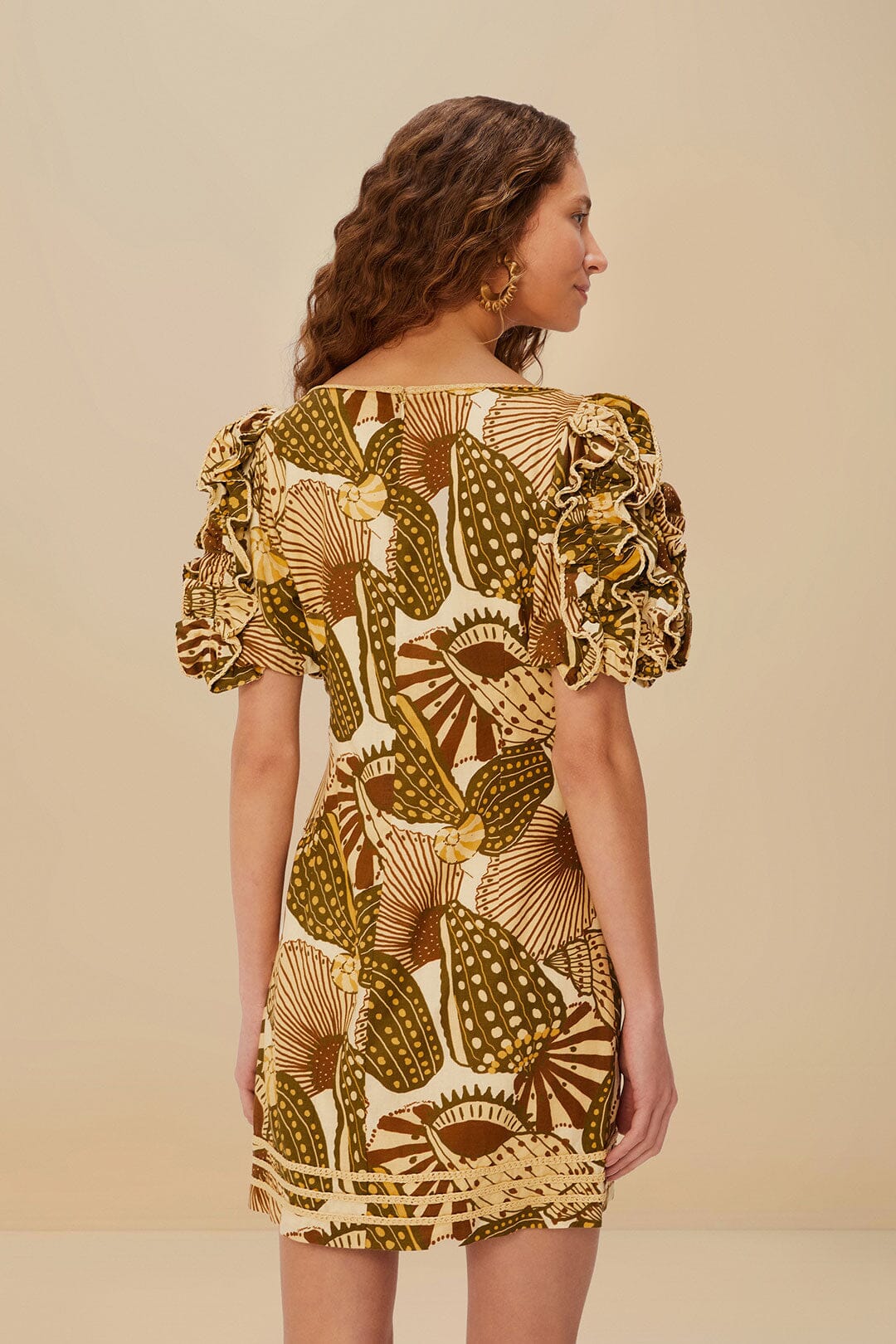 Sand Shell Mix LENZING™ ECOVERO™ Viscose Mini Dress | FARM Rio Near Me