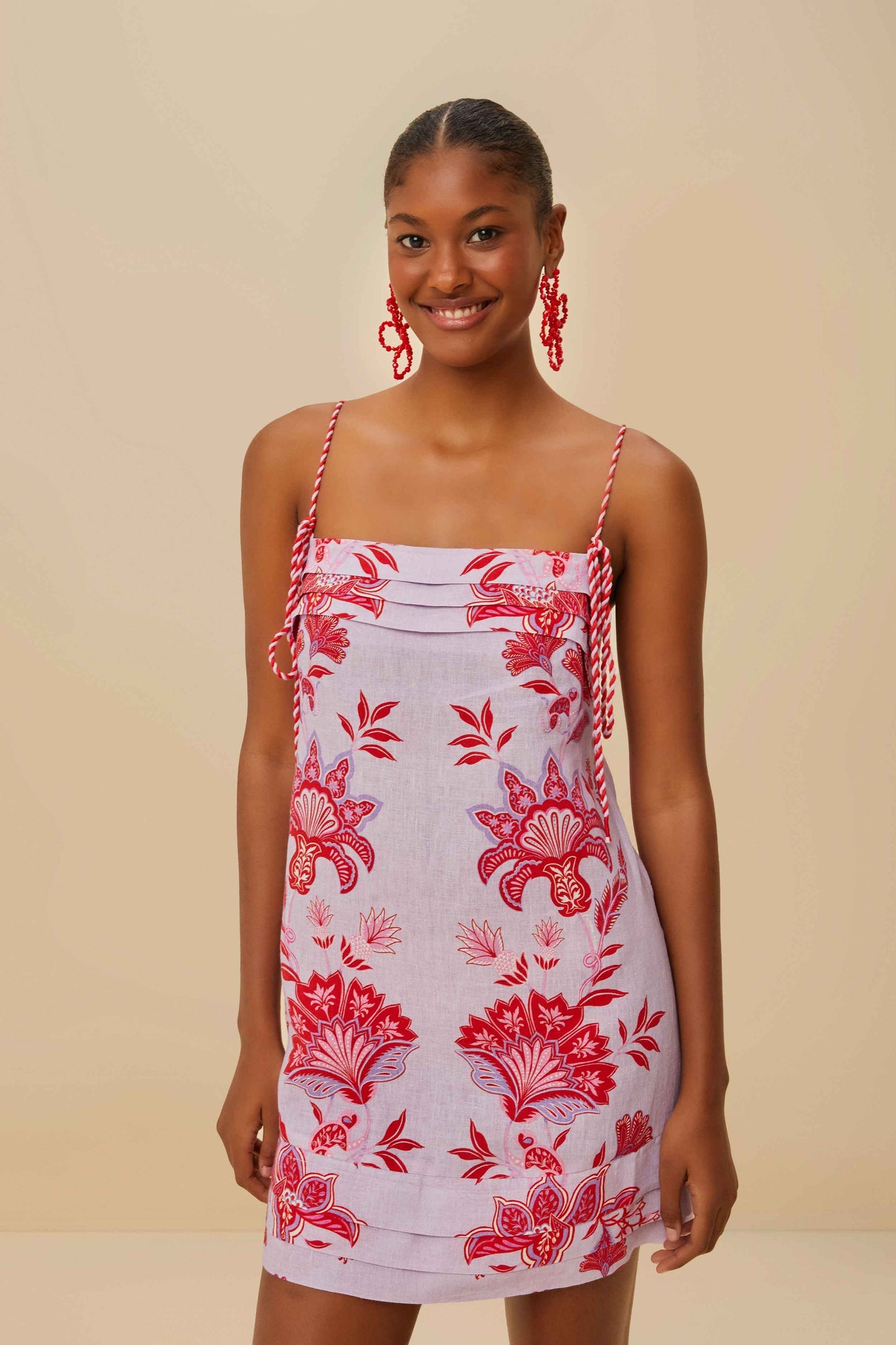 Lilac Porcelain Garden Euroflax™ Premium Linen Mini Dress | FARM Rio Outlet