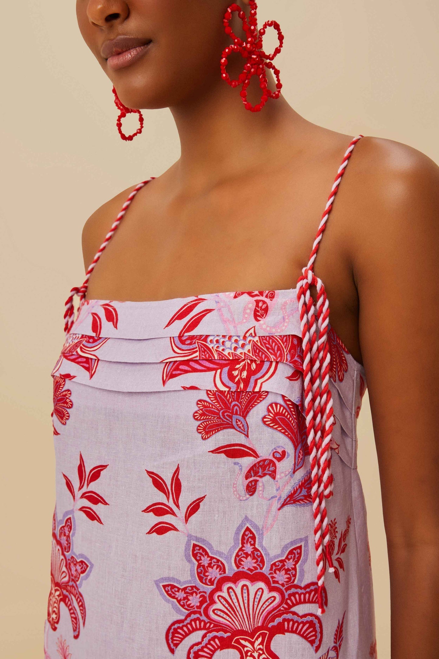 Lilac Porcelain Garden Euroflax™ Premium Linen Mini Dress | FARM Rio Outlet