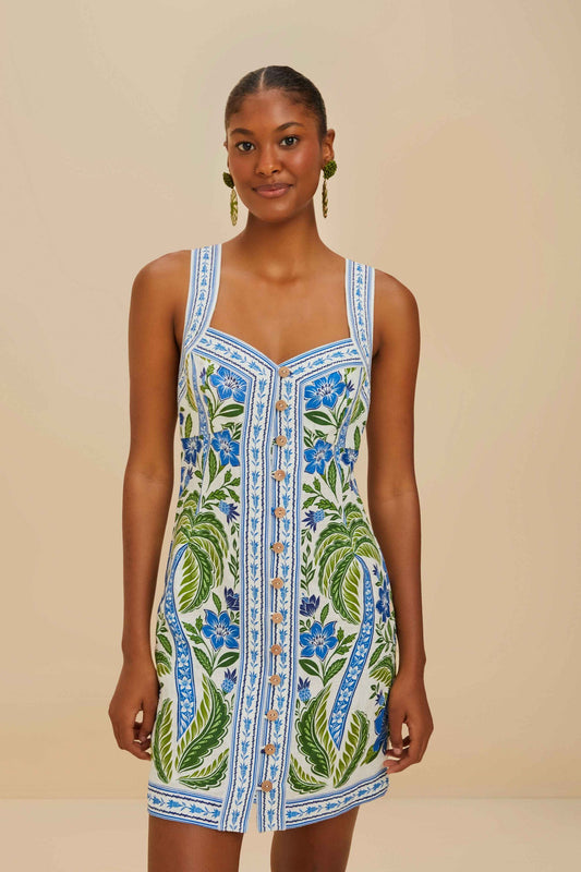 Off-White Tropicance Porcelain Garden Euroflax™ Premium Linen Mini Dre | FARM Rio Outlet