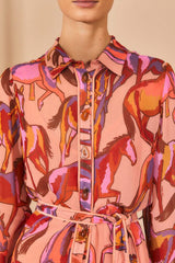 Rose Wild Horses Long Sleeve Mini Dress | FARM Rio