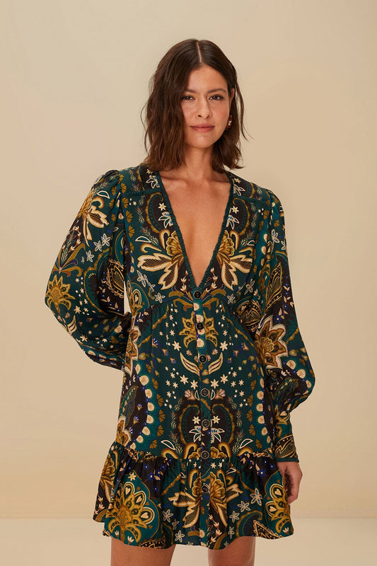 Black Jaipur LENZING™ ECOVERO™ Viscose Mini Dress | FARM Rio Discount