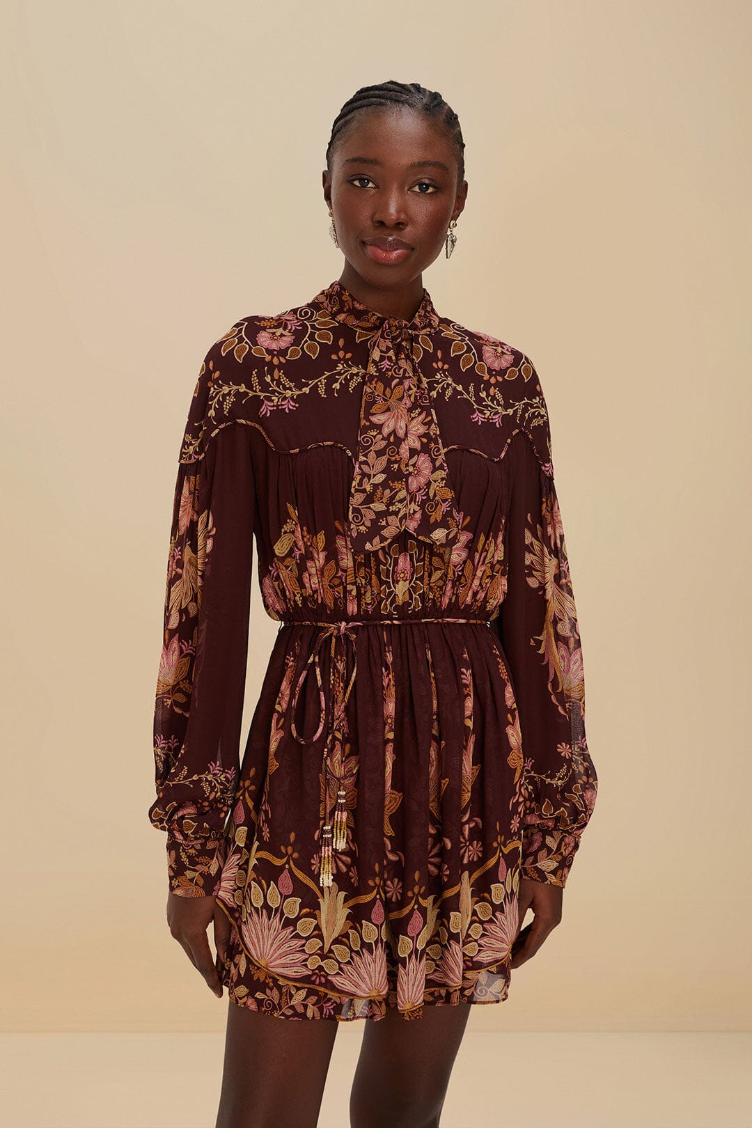 Burgundy Bella Knotted Neckline Mini Dress | FARM Rio Outlet