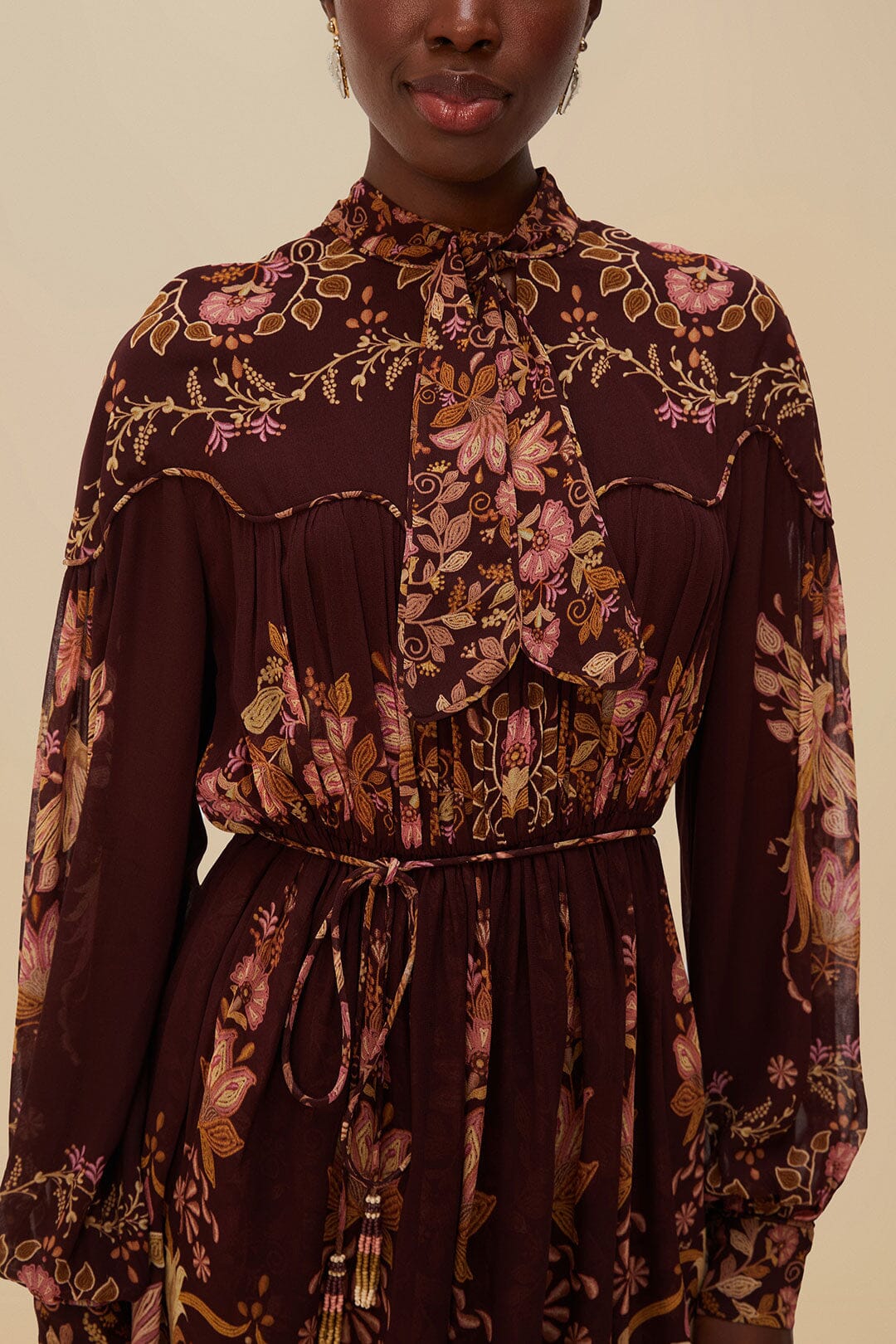 Burgundy Bella Knotted Neckline Mini Dress | FARM Rio Outlet