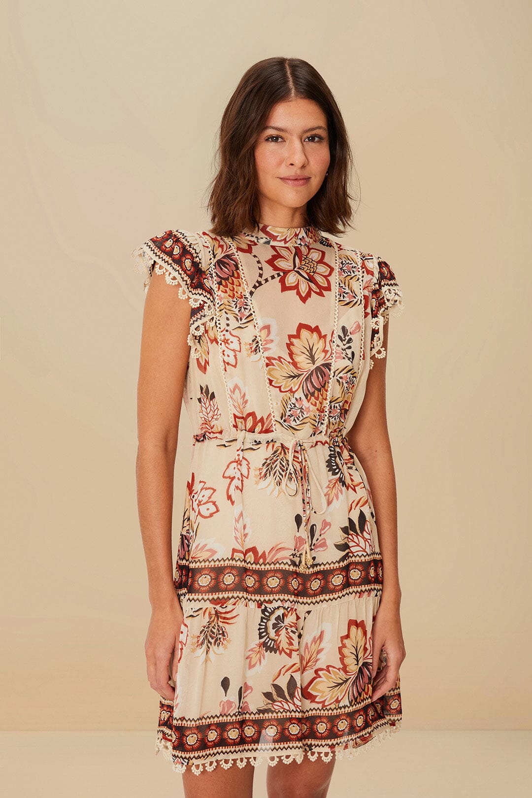 Sand Aura Floral Mini Dress | FARM Rio For Sale