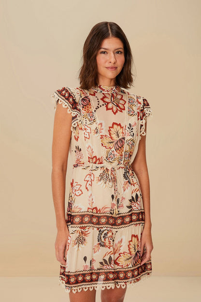 Sand Aura Floral Mini Dress | FARM Rio For Sale
