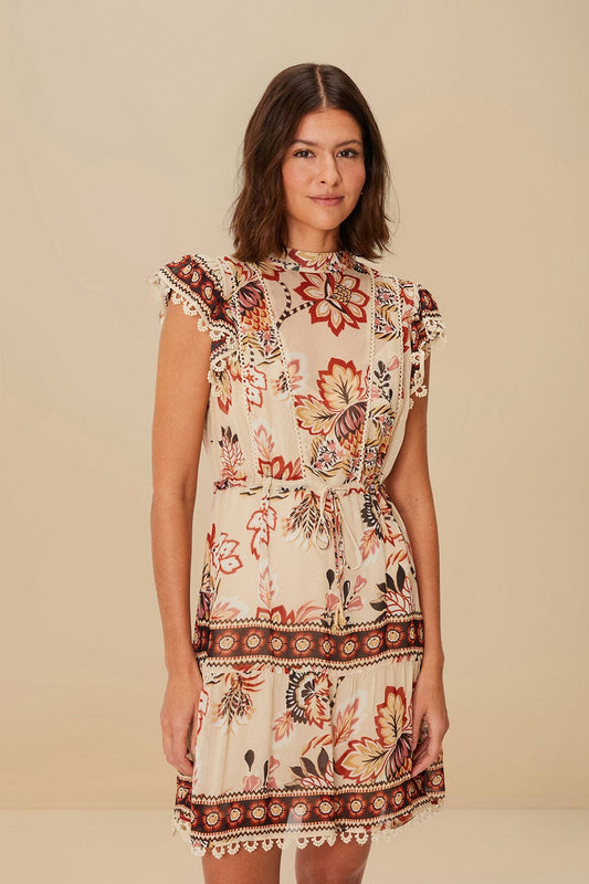 Sand Aura Floral Mini Dress | FARM Rio For Sale
