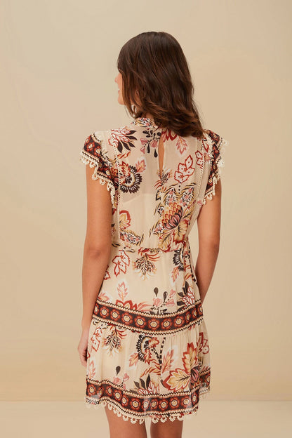 Sand Aura Floral Mini Dress | FARM Rio For Sale