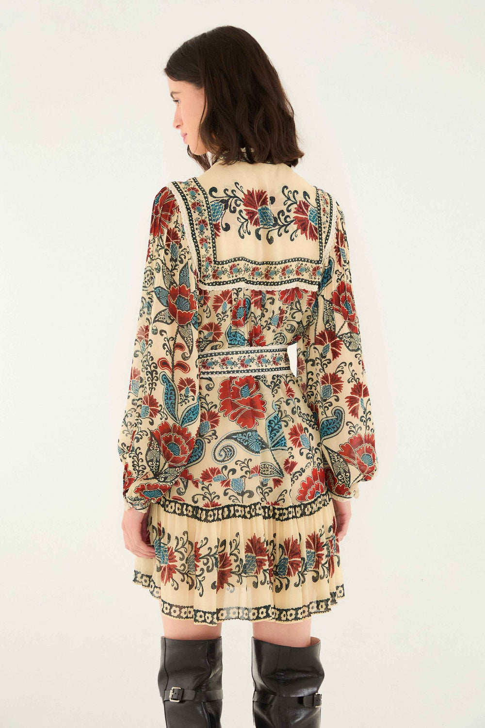 Sand Francesca Long Sleeve Mini Dress | FARM Rio | FARM Rio Online
