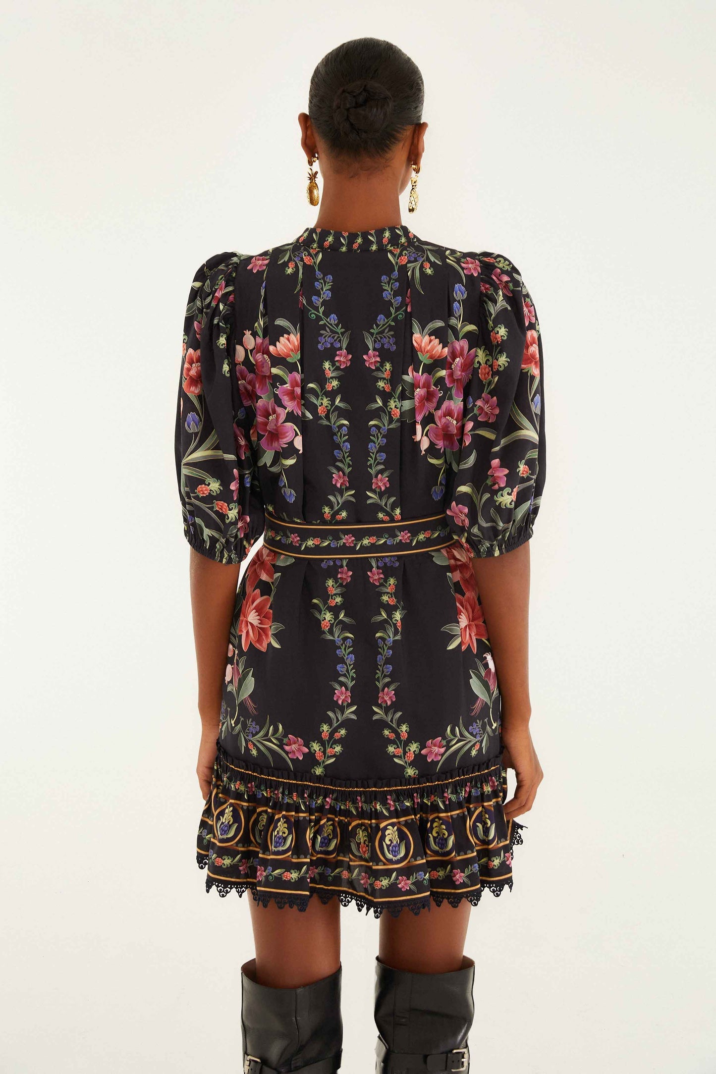 Black Belle Garden Lace Belted Mini Dress | FARM Rio | FARM Rio Discount