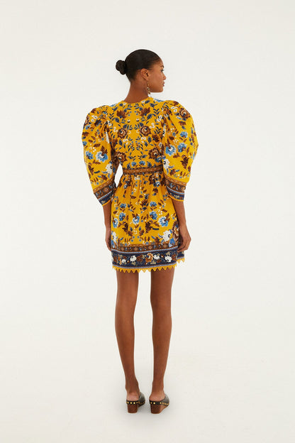 Yellow Flowering Garden Tree Mini Dress | FARM Rio | FARM Rio On Sale