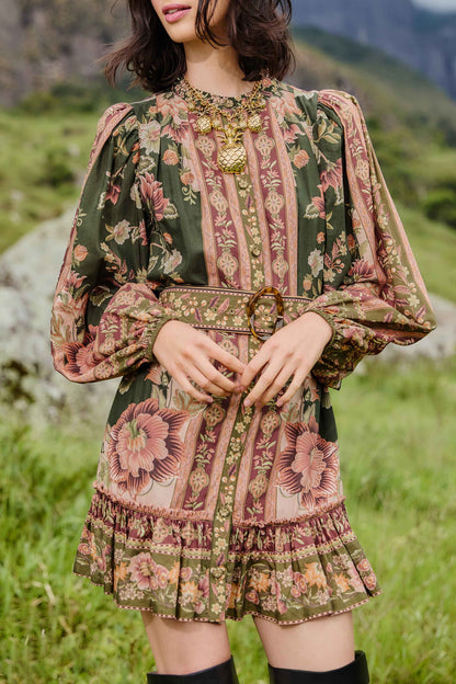 Green Flowering Garden Tree Mini Dress | FARM Rio | FARM Rio Outlet