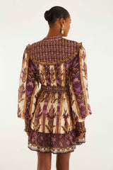 Sand Embroidered Tapestry Long Sleeve Mini Dress | FARM Rio | FARM Rio