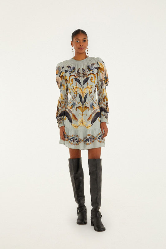 Blue Snake Garden Long Sleeve Mini Dress | FARM Rio | FARM Rio