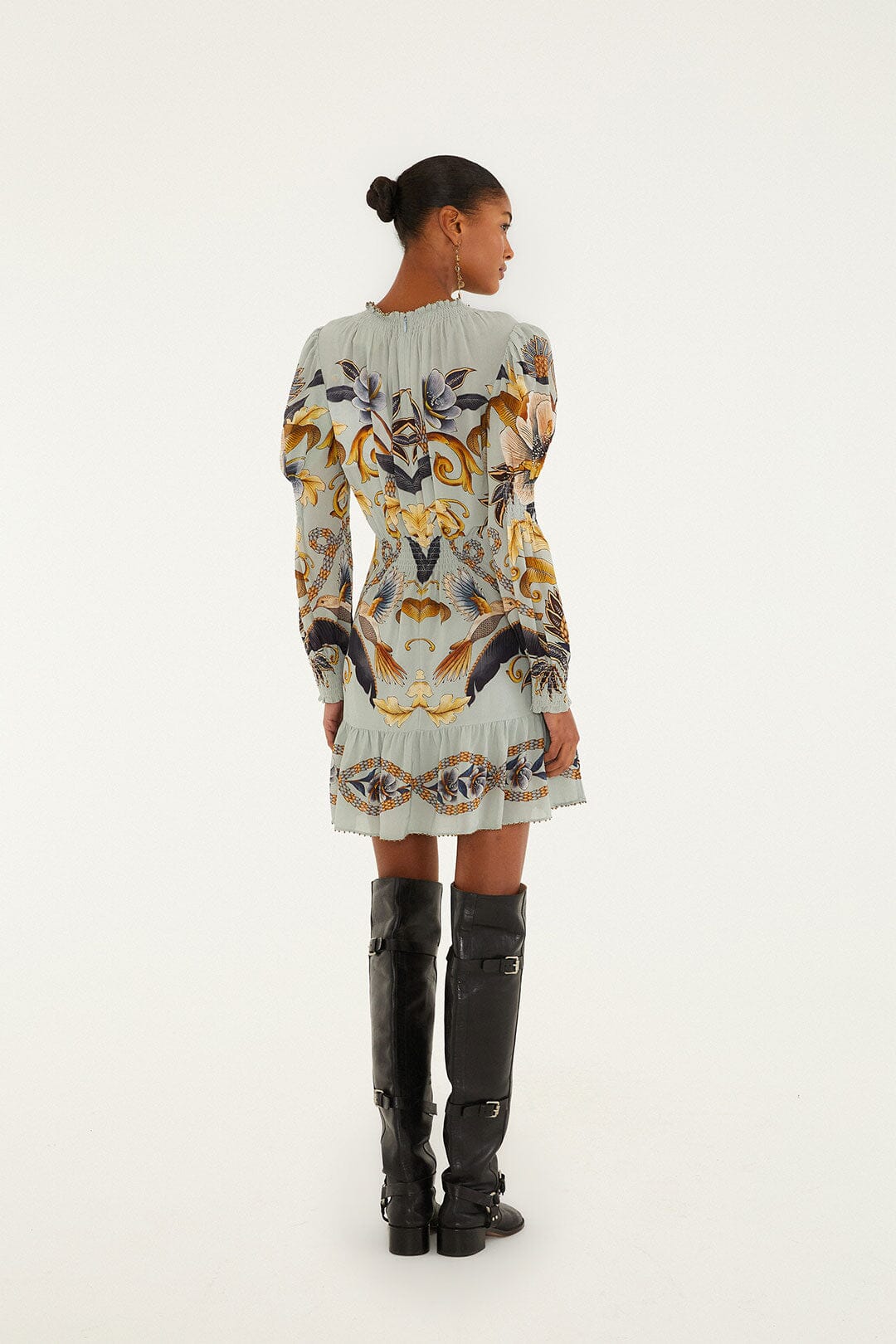 Blue Snake Garden Long Sleeve Mini Dress | FARM Rio | FARM Rio