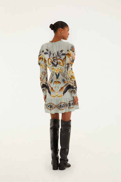 Blue Snake Garden Long Sleeve Mini Dress | FARM Rio | FARM Rio