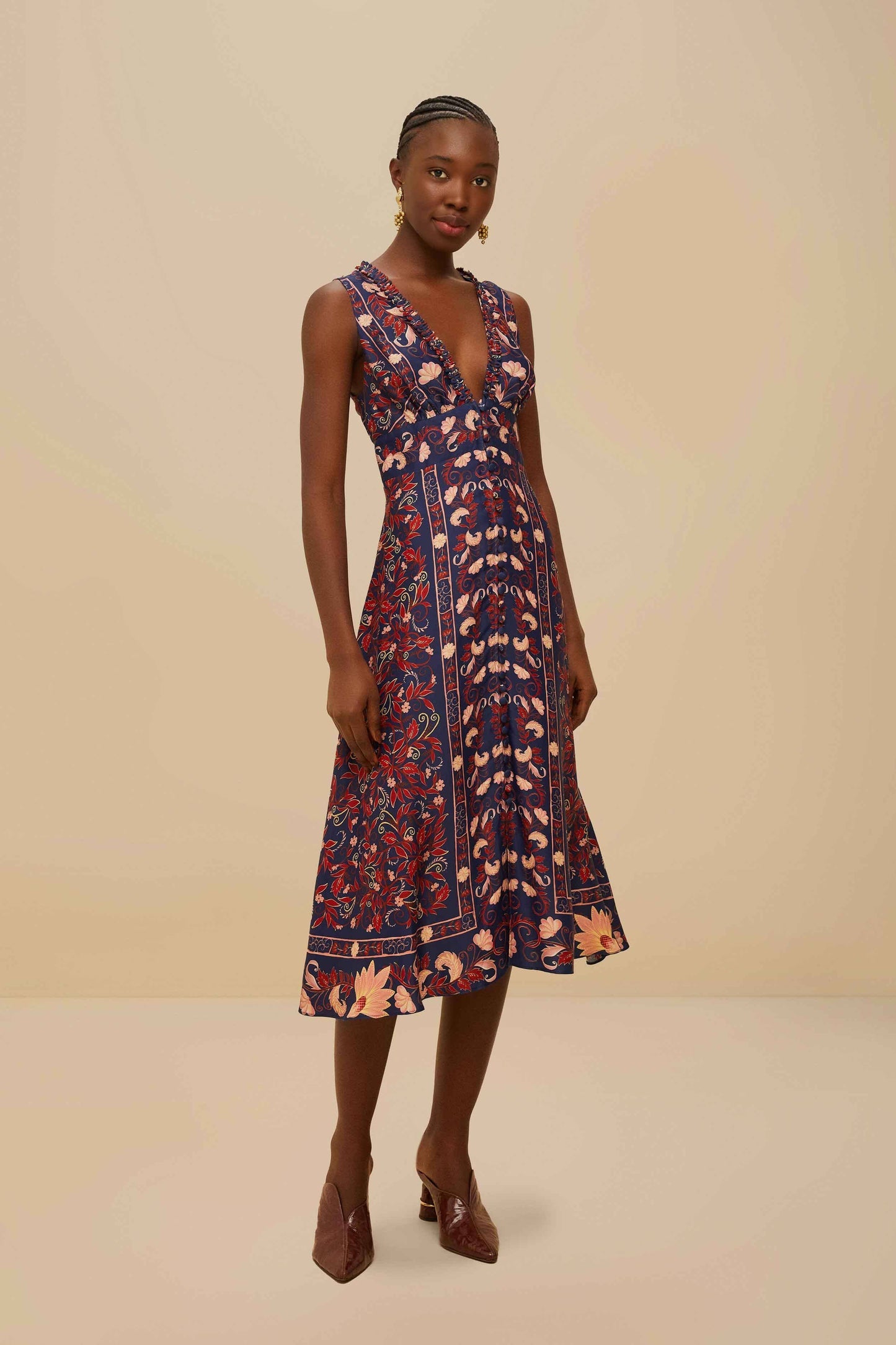 Blue Snake Garden Long Sleeve Mini Dress | FARM Rio US