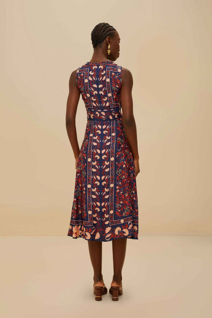 Blue Snake Garden Long Sleeve Mini Dress | FARM Rio US