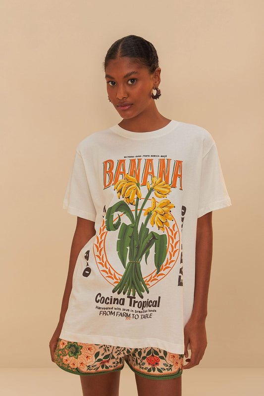 Off-White Banana Cocina Relaxed T-Shirt | FARM Rio Outlet