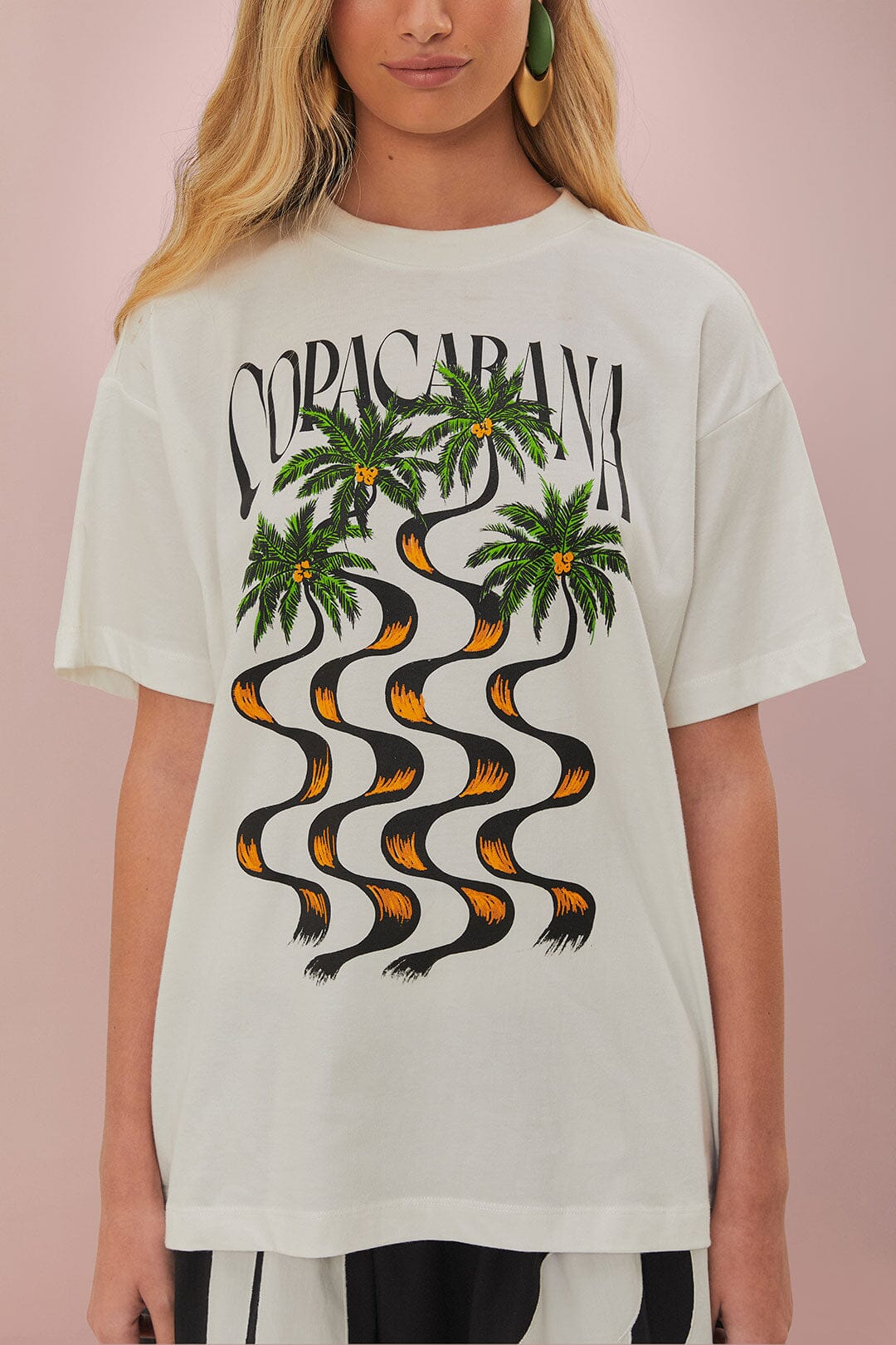 Off-White Copacabana Relaxed Organic Cotton T-Shirt | FARM Rio