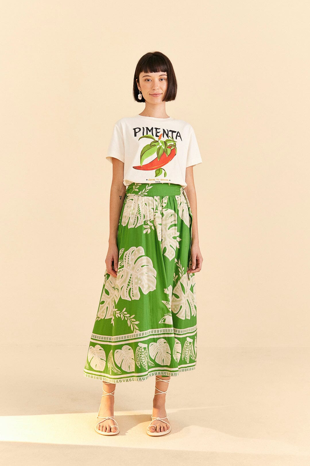 Off-White Peppers Organic Cotton T-shirt | FARM Rio Online