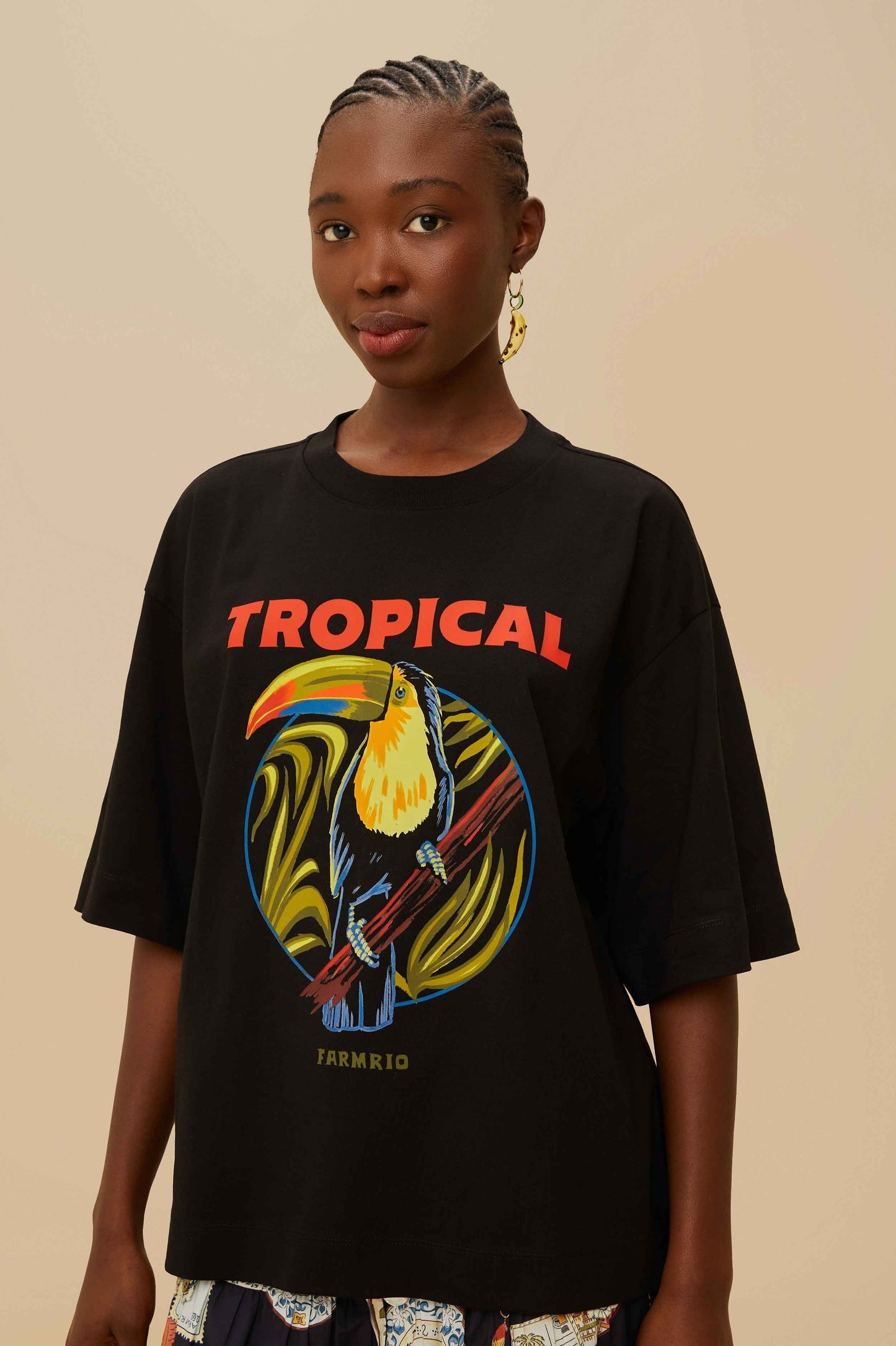Black Tropical Organic Cotton T-Shirt | FARM Rio On Sale