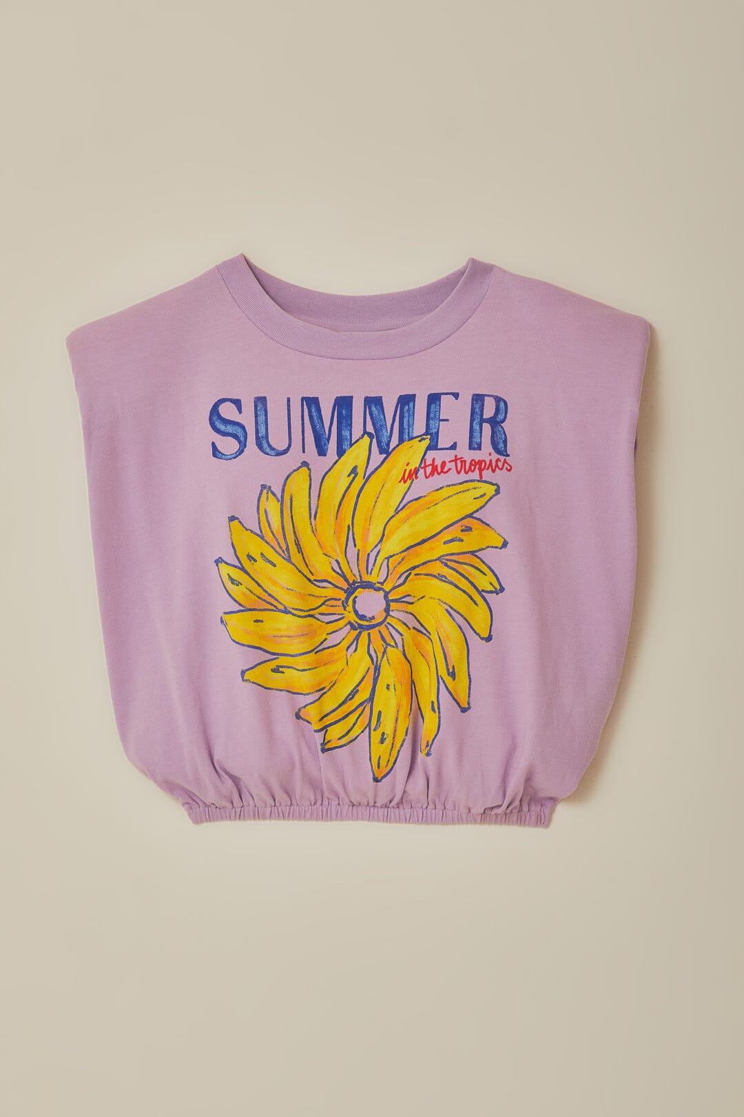 Lilac Summer In The Tropics Shoulder Pad Organic Cotton T-Shirt | FARM Rio For Sale