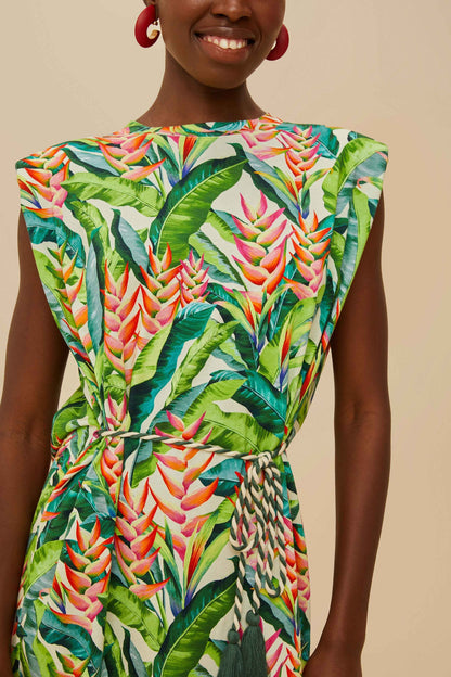 Off-White Heli Leaves Organic Cotton T-Shirt Mini Dress | FARM Rio