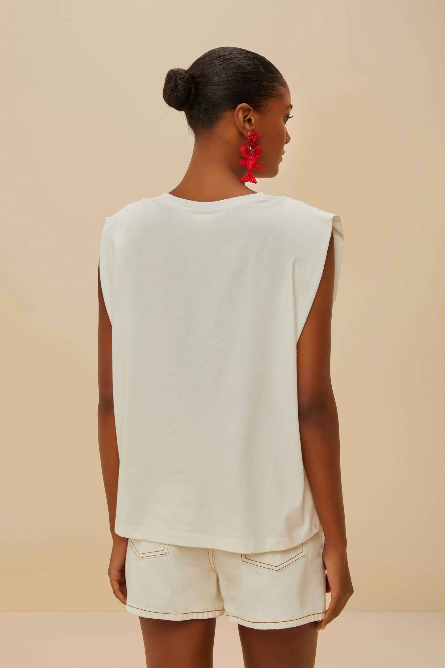 Off-White Cross Stitch Flowers Organic Cotton T-Shirt | FARM Rio Online