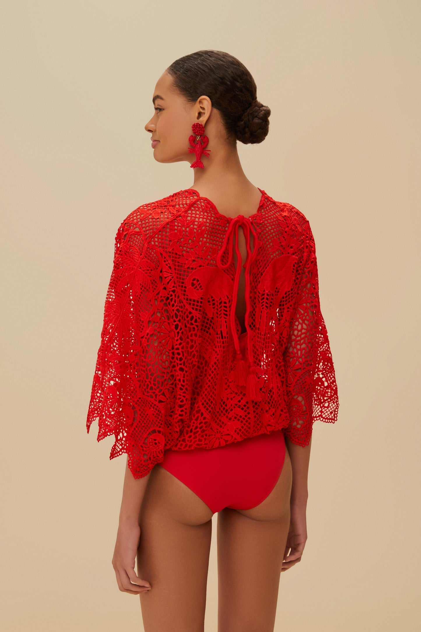 Red Landscape Guipure Bodysuit | FARM Rio On Sale