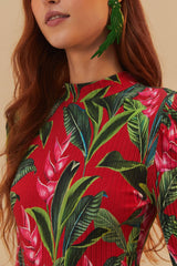 Red Dream Garden Long Sleeve Bodysuit | FARM Rio