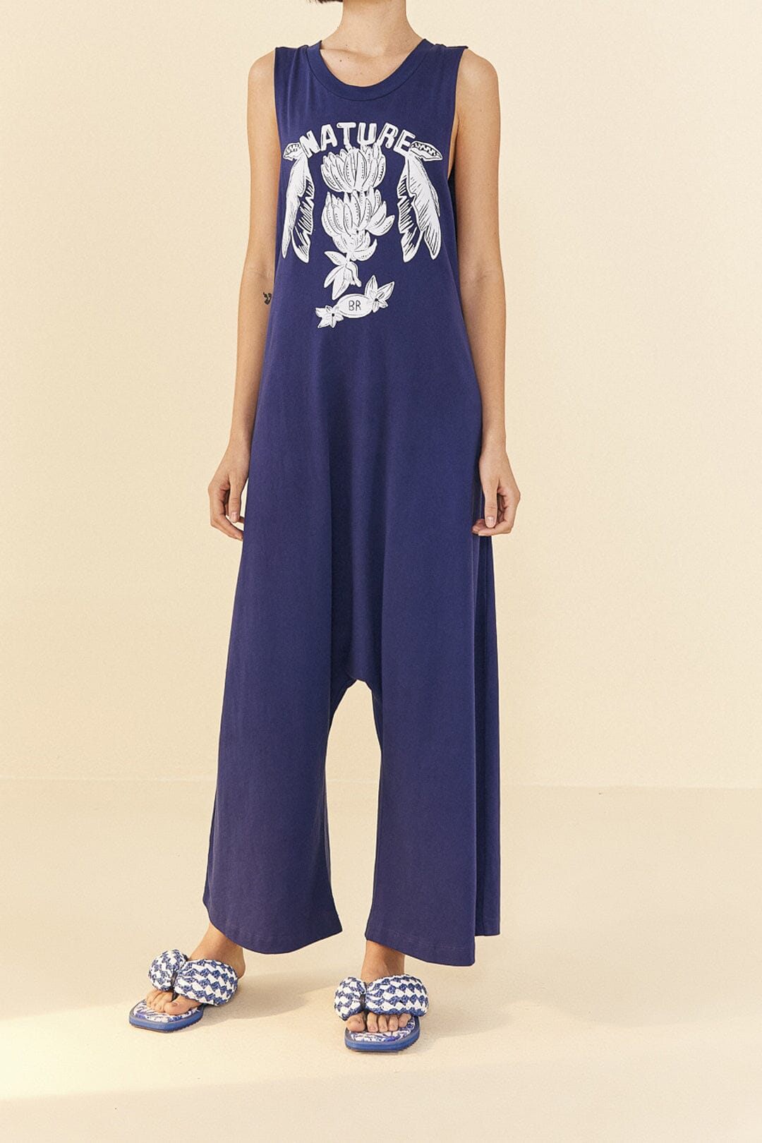 Navy Blue Nature Organic Cotton Jumpsuit | FARM Rio On Sale