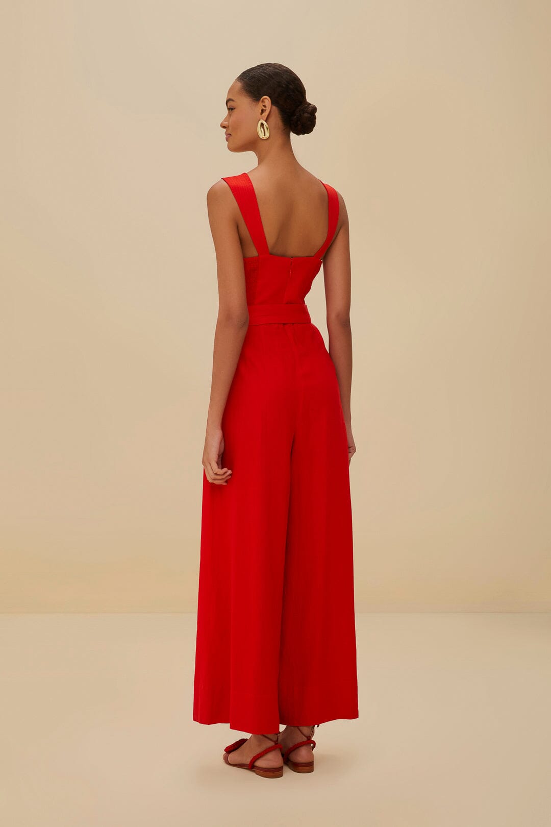 Red Sleeveless LENZING™ ECOVERO™ Euroflax™ Maxi Jumpsuit | FARM Rio Near Me