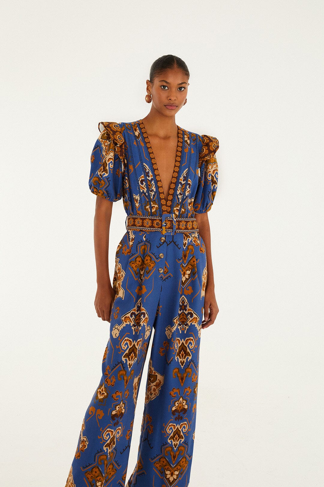 Blue Ornament Floral Jumpsuit | FARM Rio US