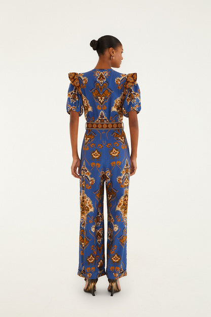 Blue Ornament Floral Jumpsuit | FARM Rio US