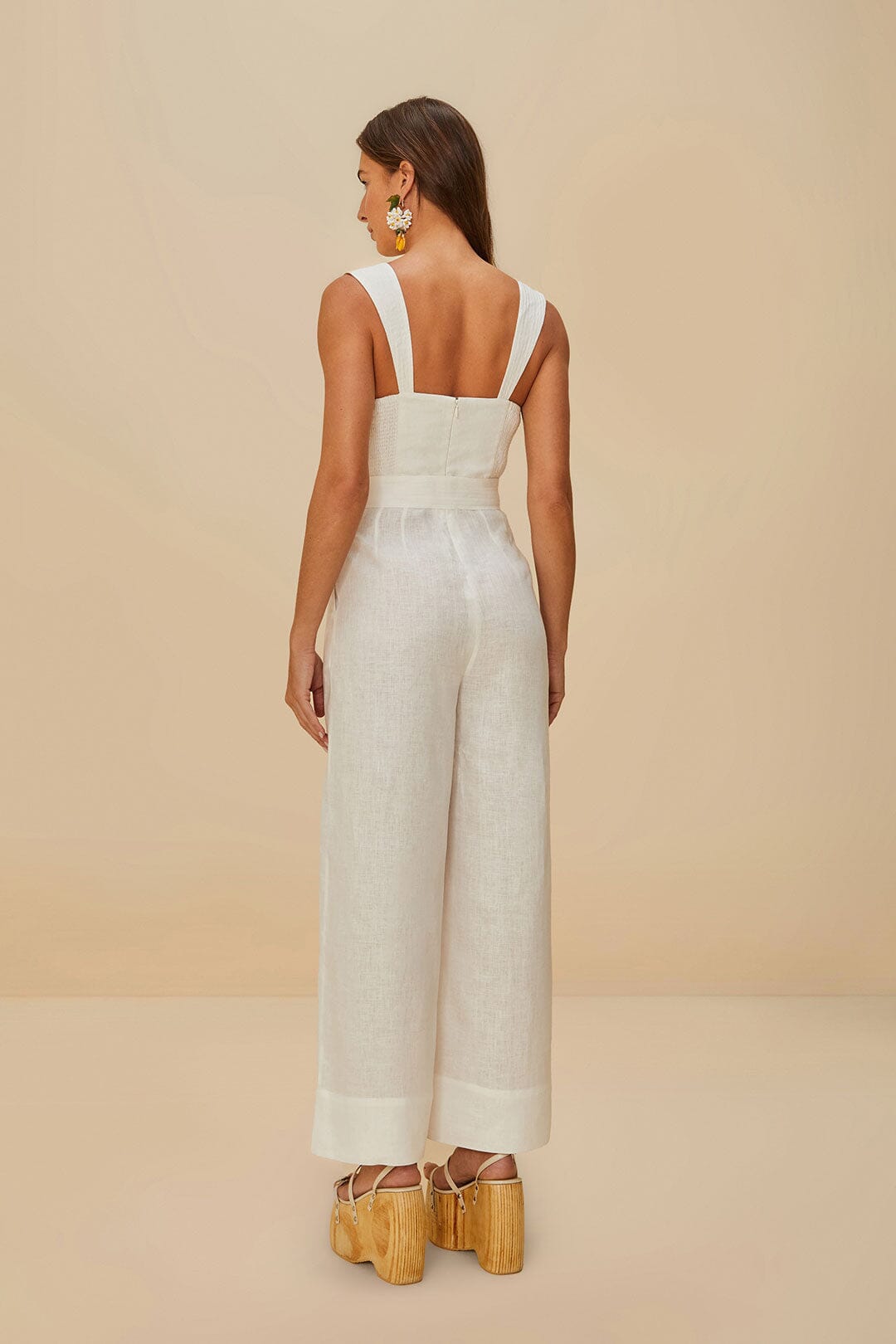 Off-White Euroflax™ Premium Linen Jumpsuit | FARM Rio For Sale